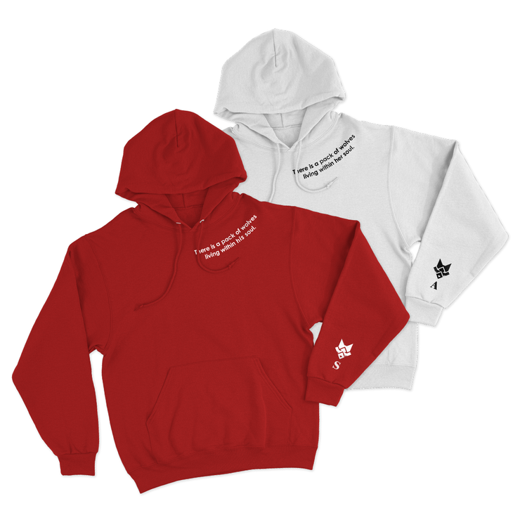 COUPLES WHITE & RED  - HOODIES
