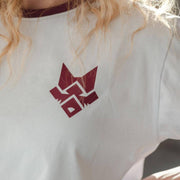 Uni Sex Wolf White T-shirts With Maroon Ringer